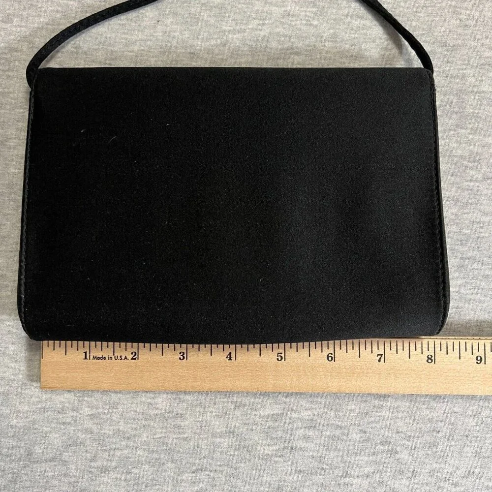 Vintage‎ Givenchy Paris Art Deco Jewel Black Small Evening Bag Clutch Strap Flaw - Picture 8 of 14